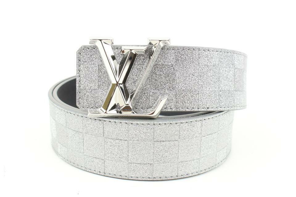 Louis Vuitton Glitter Silver Damier LV Pyramide 40mm Belt Louis Vuitton Glitter Silver Damier LV Pyramide 40mm Belt