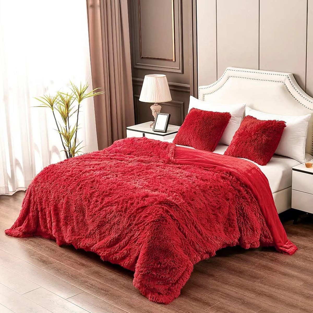 YUSOKI Red King Faux Fur Blanket,2 Layers,90