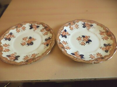 E HUGHES & CO STAFFS 2 alte antike Teller VIKTORIANISCHE PORZELLAN KERAMIK Minton ?