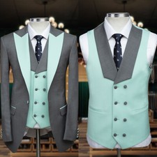 Summer Men's Groom Suits 3 Pieces Slim Fit Single Breasted Suit Vest Trousers