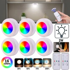 6Pcs Wireless LED Puck Lights Closet Under Cabinet Lighting With Remote Control