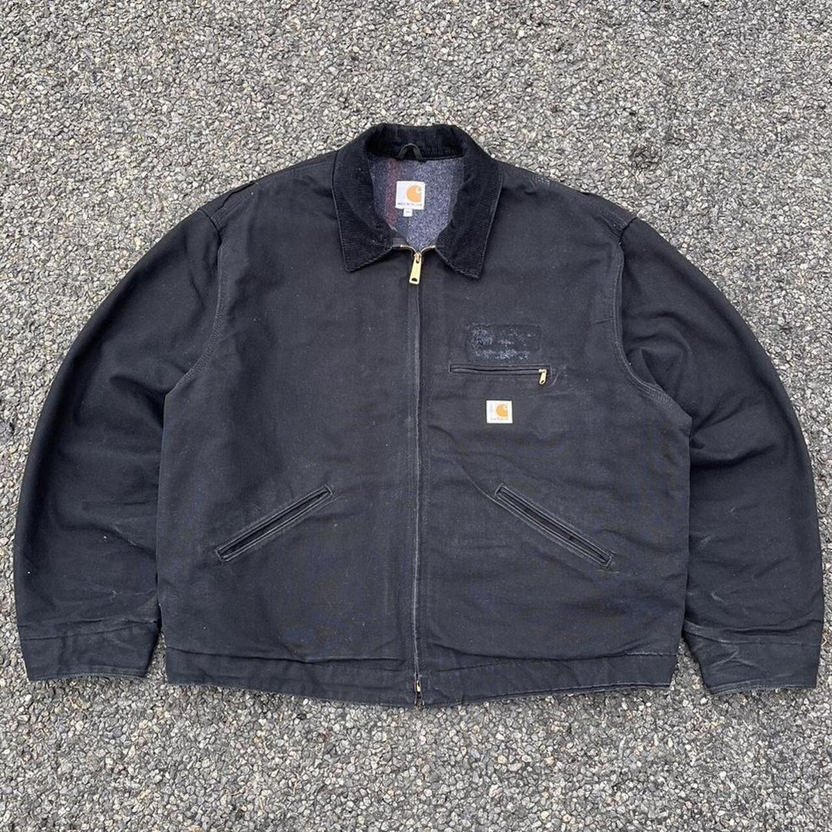 J001 BLK Black Carhartt Detroit Jacket Blanket Lined Made in USA