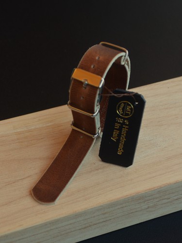 17 mm Cinturino artigianale Handmade pelle Pull Up Leather Watch Strap Band - Picture 9 of 10