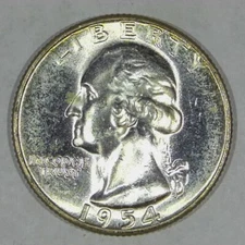 ***VINTAGE AMERICAN SILVER COIN***1954 Washington Quarter BU CHOICE Y713