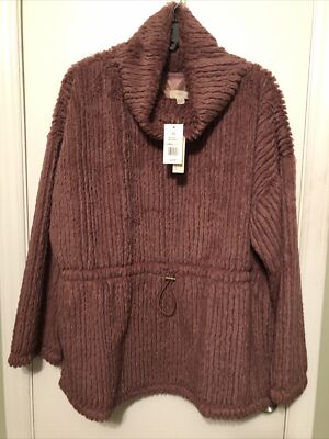 Cupio Mauve Dust Textured Fur Peplum Sweater XL NWT