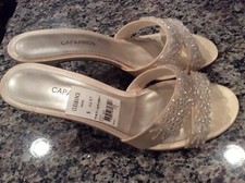 Caparris ivory, cream heels, 9M, new, satin beaded dress shoes, special occasion
