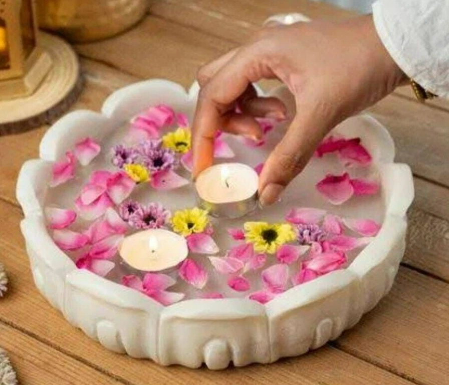 Flor de mármol bocadillos tazón urli decoración del hogar fruta/aperitivos plato/artículo de regalo Foto 3 de 3