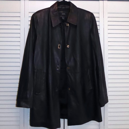 WOMENS BLACK LEATHER LONG JACKET SOFT 