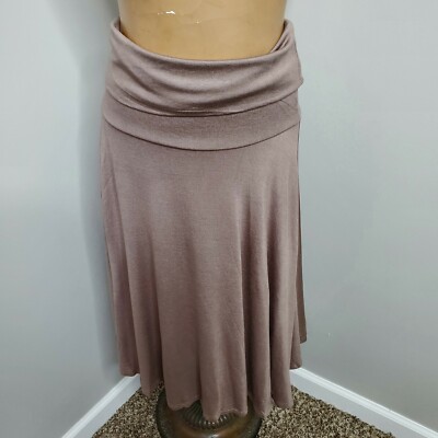 DOUBLJU High Waist Flared Midi Skirt Puce Pink Size Large