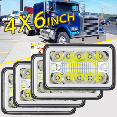For Kenworth T800 Freightliner FLD120 Peterbilt 379 378 4pcs 4x6'' LED Headlight For Kenworth T800 Freightliner FLD120 Peterbilt 379 378 4pcs 4x6'' LED Headlight
