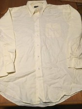 VTG 1994 LANDS END Oxford Button Down Dress Shirt Trad Canary Yellow 17 33 USA