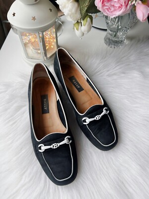 Bally Black Women's Loafers Suede Slip-on Vintage Horsebit Shoes Size 6 US 8