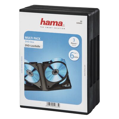 Hama DVD-6-fach-Leerhülle Jewelcase Hülle Box Case 3er-Pack Aufbewahrung Schwarz