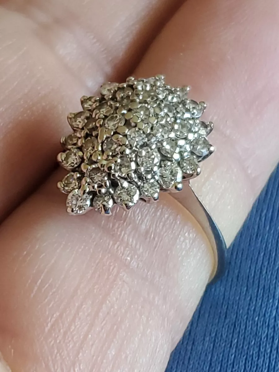 1.15 Carat Pear Shaped Diamond Cluster Cocktail Ring 14k White