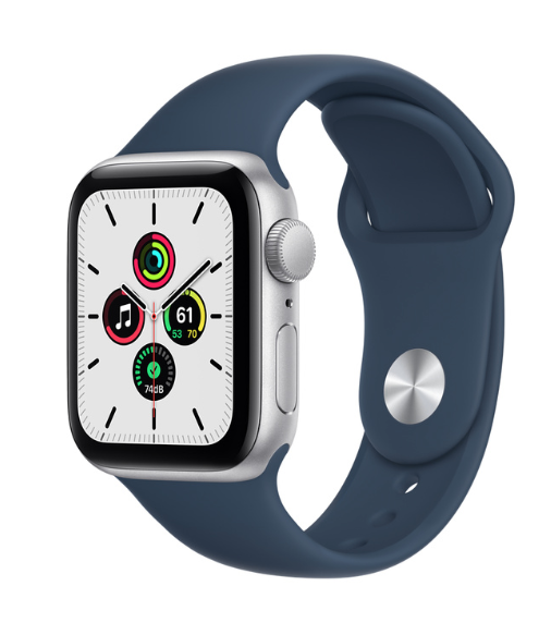 Apple Watch SE GPS 40mm Silver Aluminum Case with Abyss Blue Sport Band A2351-image