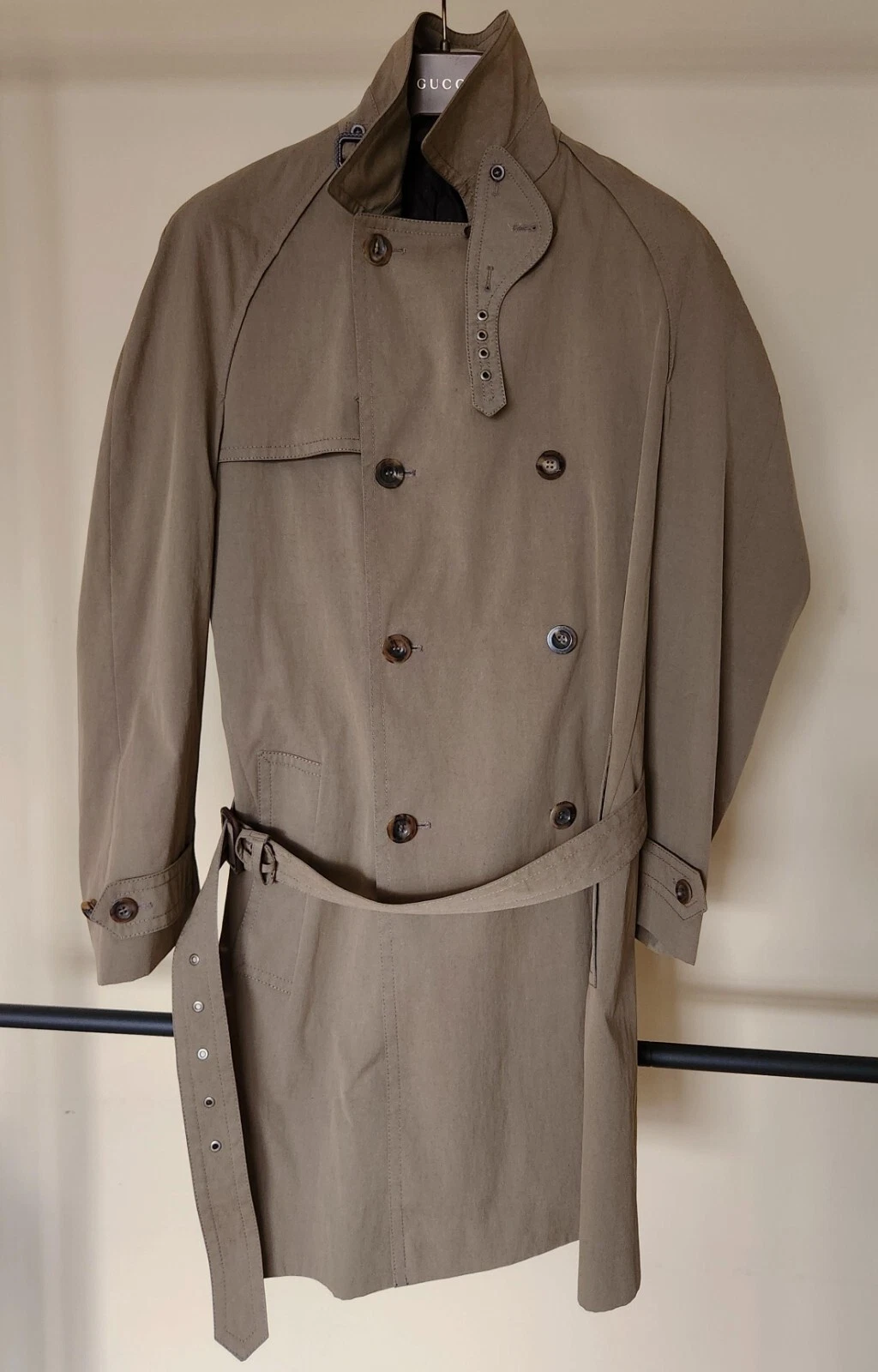 Trench coat homme Gucci en coton beige double poitrine avec ceinture   taille 54IT (44US)