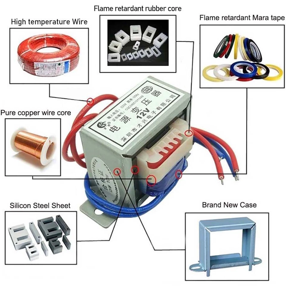 1W-100W/VA Leistung Transformator AC 220V Einzel/Dualer Ausgang Trafo Netztrafo - Bild 3 von 4