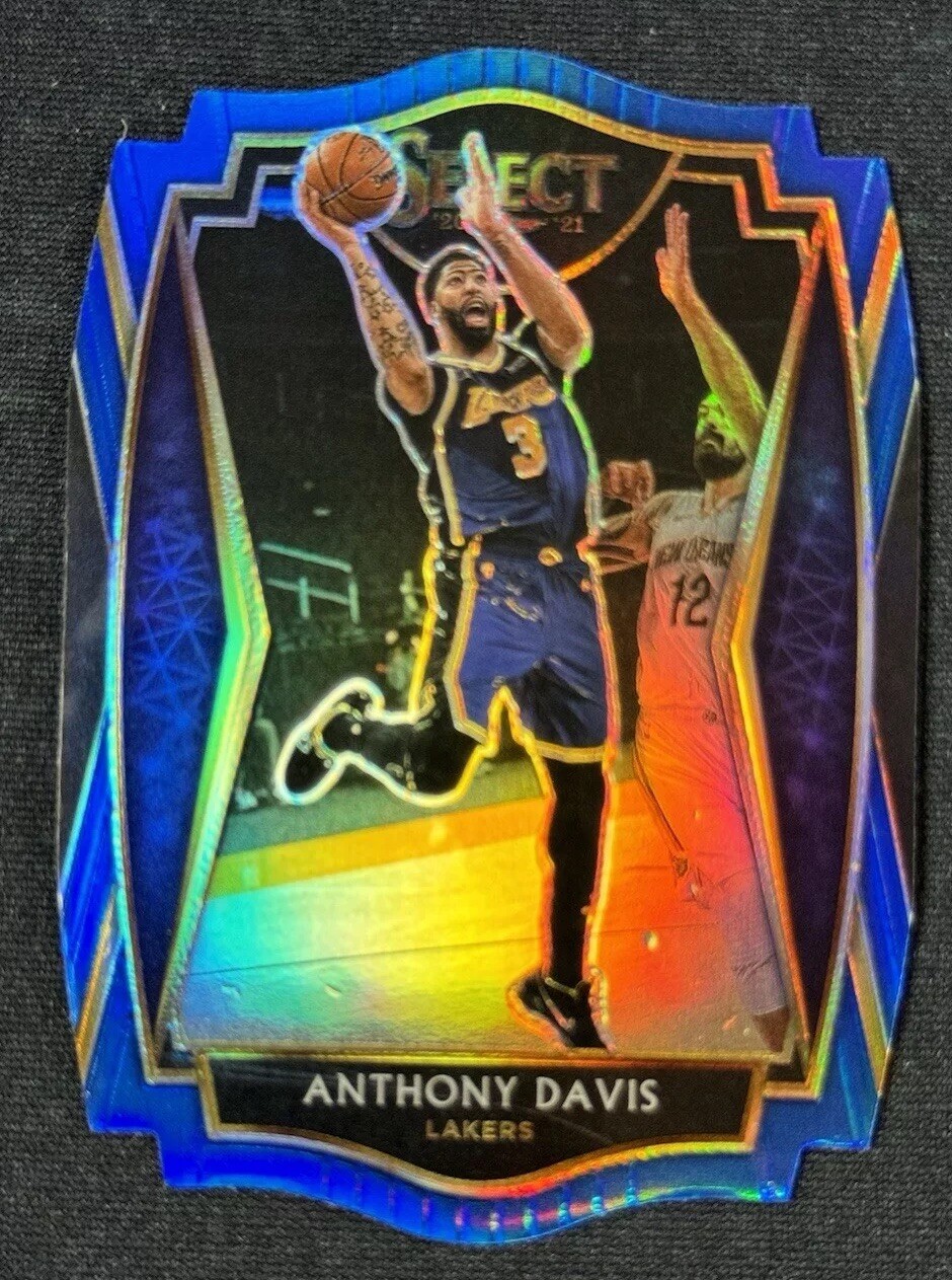 2020-21 Panini Select Premier Level Blue Prizm Die-Cut Anthony Davis #'d 105/249