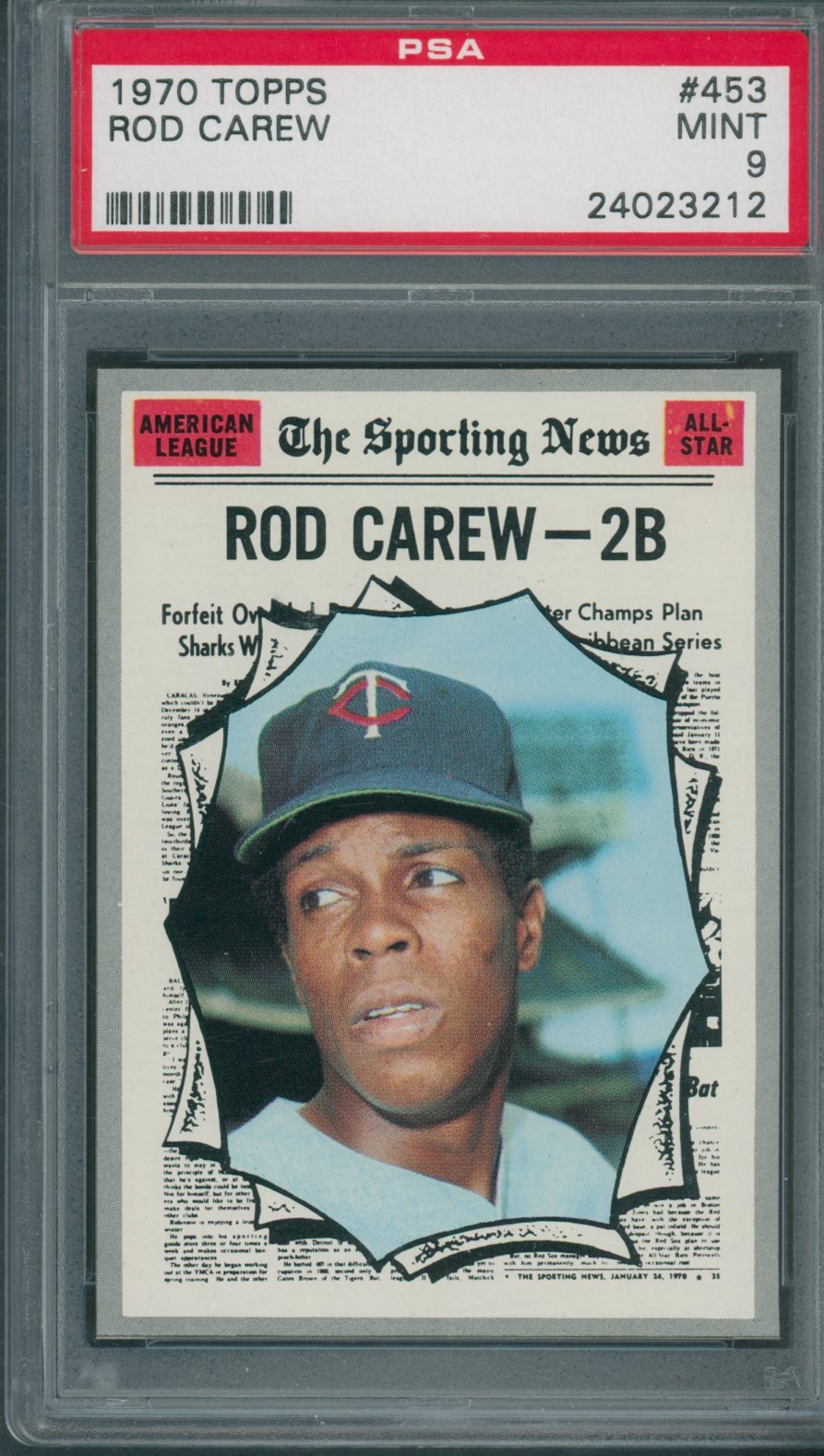 1970 Topps #453 Rod Carew PSA MINT 9 *3212