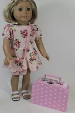Lt Pink Dots Trunk Doll Suitcase for American Girl 18" Doll  FREE SHIP ADD-ONS!