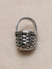Vintage Sterling Silver 925 Micro Mini APPLE BASKET Charm Pendant 