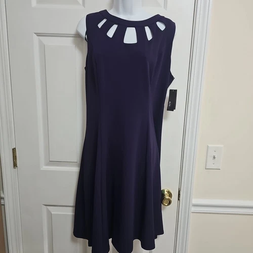 Abito donna ALYX cambio zip posteriore taglia 16 viola nuovo con etichette ritagli davanti