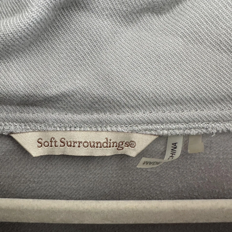 Suéter suave envolvente para mujer grande gris capucha cuello algodón túnica bolsillos acogedor Foto 4 de 4