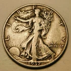 1937 S Walking Liberty Half Dollar 90% Silver F-VF   "As Pictured - Not Cleaned"