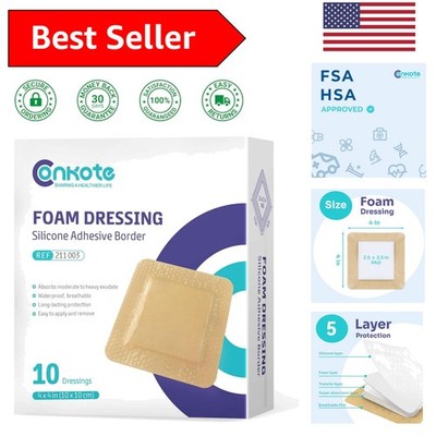Multilayer Silicone Adhesive Foam Dressings 10-Pack - Healing Wound Protection