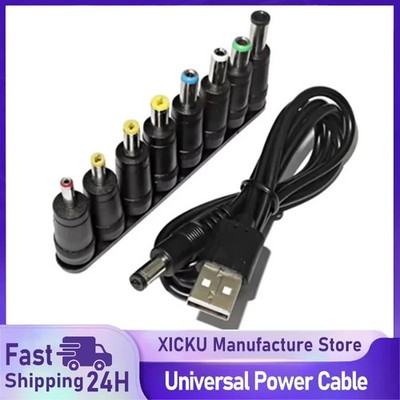  Universal Power Cable USB to DC 5.5 * 2.1mm Jack 5V Charging Cord with 8 Select