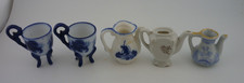 Vintage Miniature Porcelain Tea Set Lot 5 Dollhouse Cups Creamer Teapot Pitcher