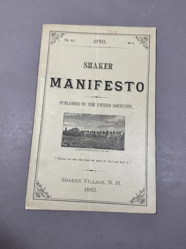1882 Antique Shaker Manifesto New Hampshire Advertisement Pamphlet Booklet