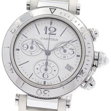 CARTIER PASHA SEATIMER W3140005 37mm SS Rubber Silver Dial Chronograph #C468 7
