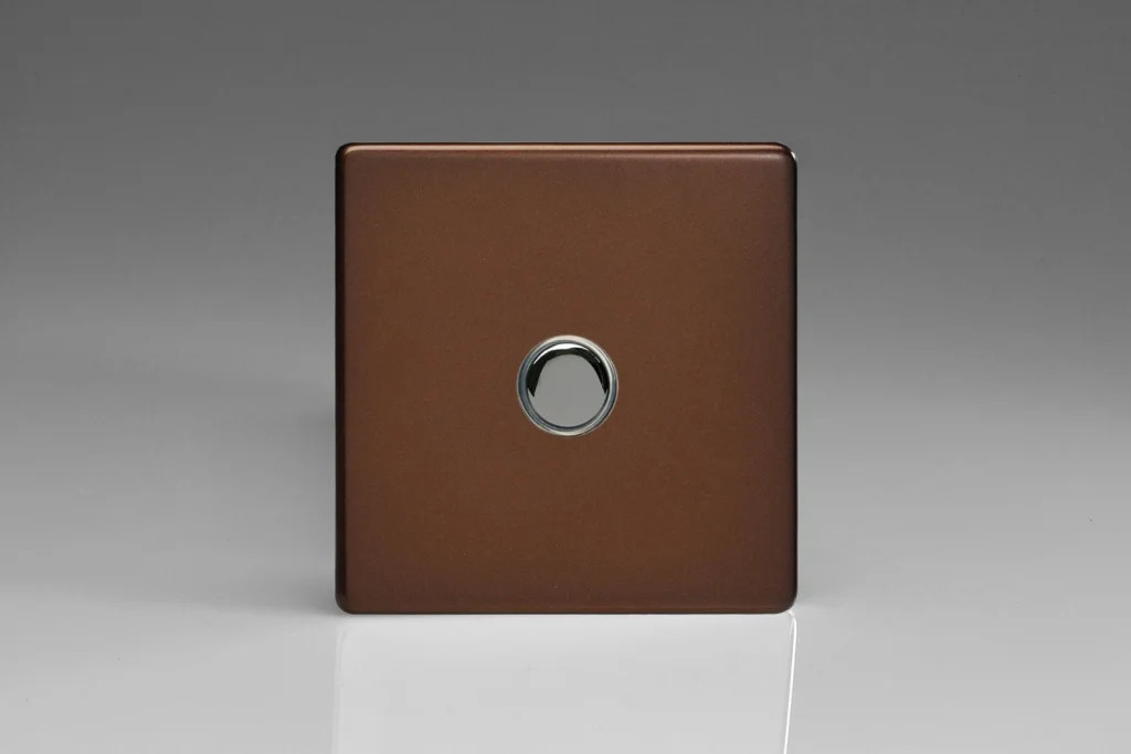 Switch Brown Push 6A 2-Way Screwless Mocha + Iridium Insert Varilight XDMP1S