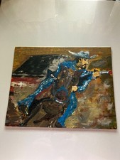 original cowboy painting signed by LafNJon  8inx10in