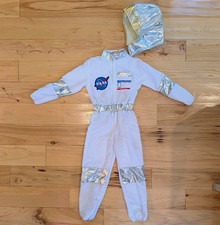 Kids NASA Astronaut Costume Jumpsuit  Soft Helmet Size 120 approx 5-6 White