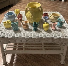 HUGE LOT OF 15! SHAWNEE Pottery Miscellaneous Vases Yellow Pitchers Creamers
