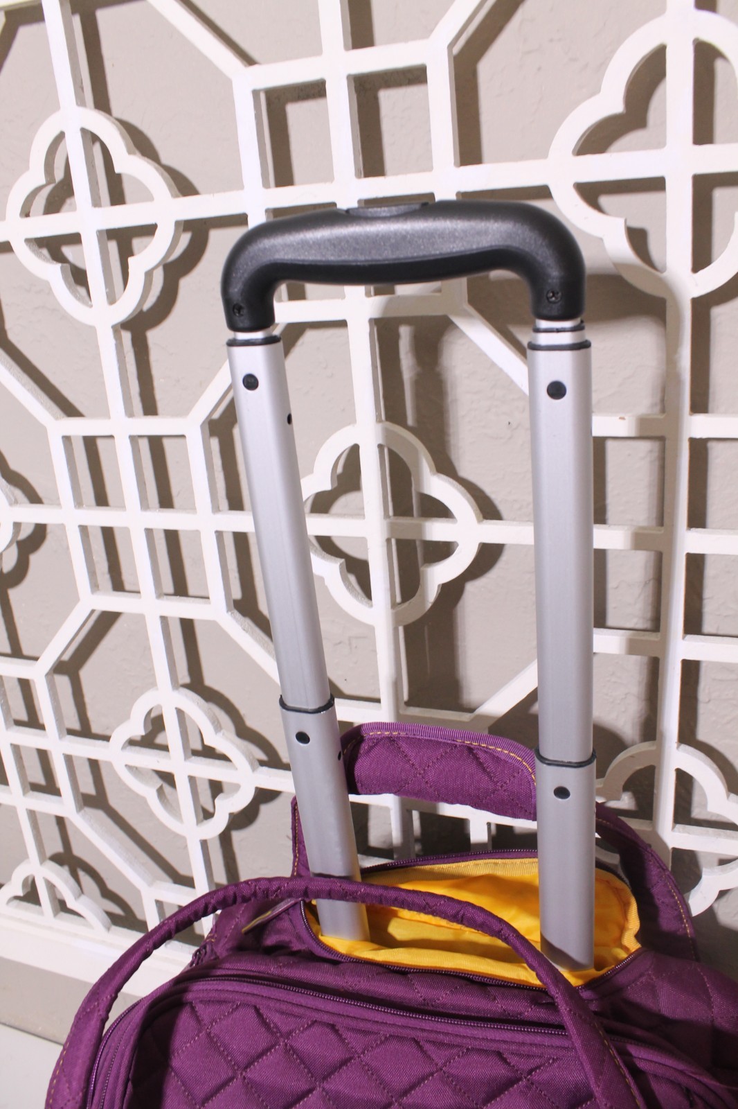 DELSEY PARIS Rolling Tote Bag Purple Quilted Under-Seater 2 Wheels Travel