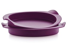 Tupperware Silicone Small Round Cake Baking Form Set of 2 Purple New