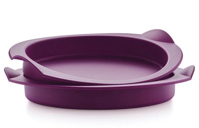 Tupperware Silicone Small Round Cake Baking Form Set of 2 Purple New 6 1/4inch