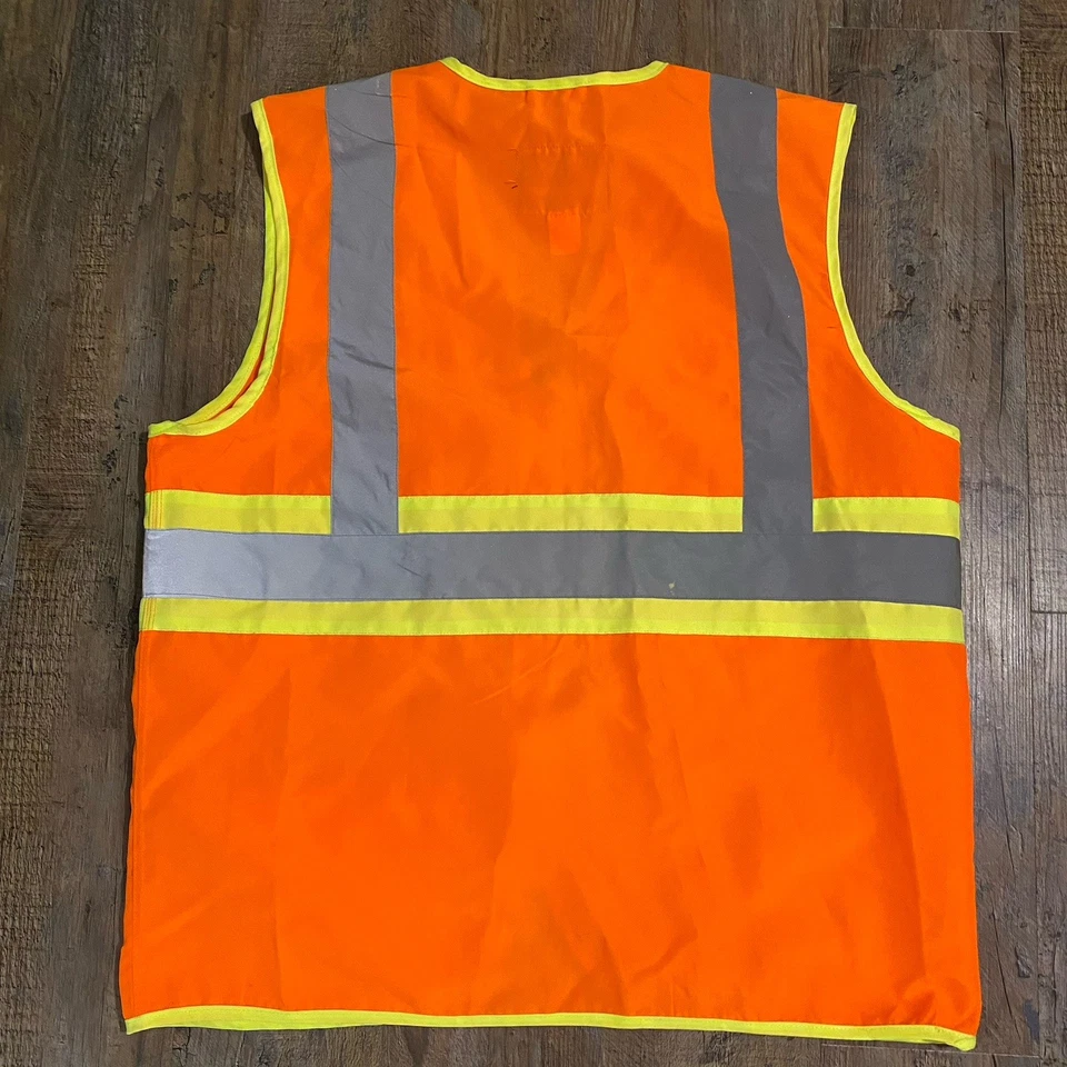 Walls work wear Construction Vest Mens Orange Full Zip High Visibility utility  - Image 2 of 4