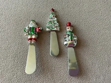 Christmas Butter/Cheese Spread Knife Set I’d 3 Stainless Steel 