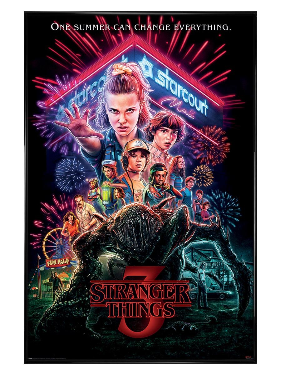 Gloss Black Framed Stranger Things Summer of 85 Maxi Poster