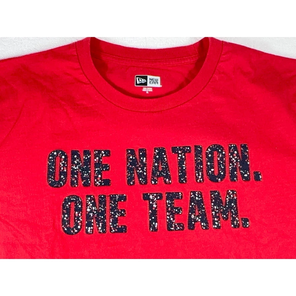 Camisa New Era Para Hombre XL Roja Azul One Nation Team Camiseta Algodón Bordada Foto 2 de 3