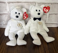 TY Beanie Babies Mr. Mrs. Bride and Groom Bear 8 inches Set of 2 Bears