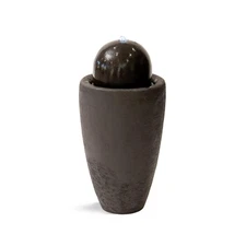 XBrand 25.98"W Round Stone Modern Stone Sphere Water Fountain w/LED Lights