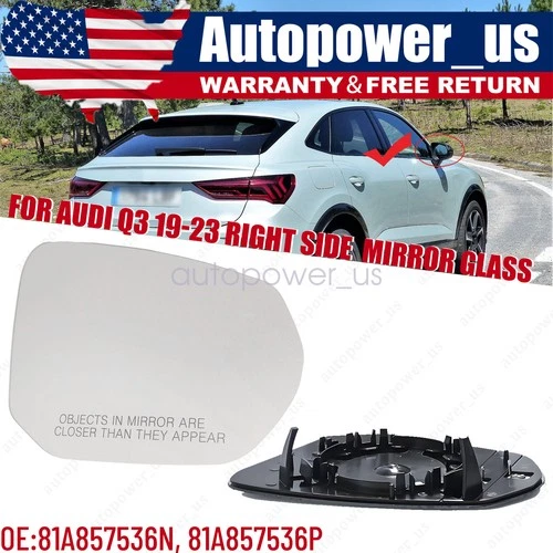 Mirror Glass for AUDI Q3 2019 2020 2021 2022 2023 Passenger Right Side