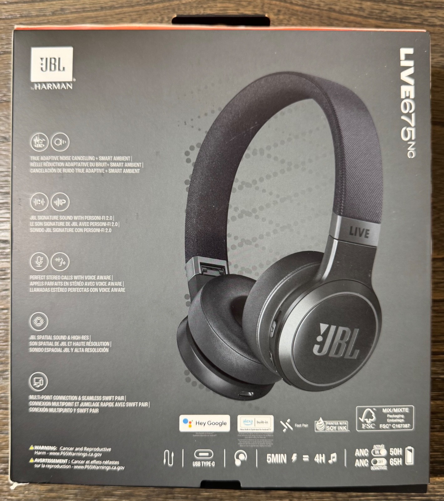 JBL by Harman Live 675NC Wireless True Adaptive Noise Cancelling Headphones alternate view 4