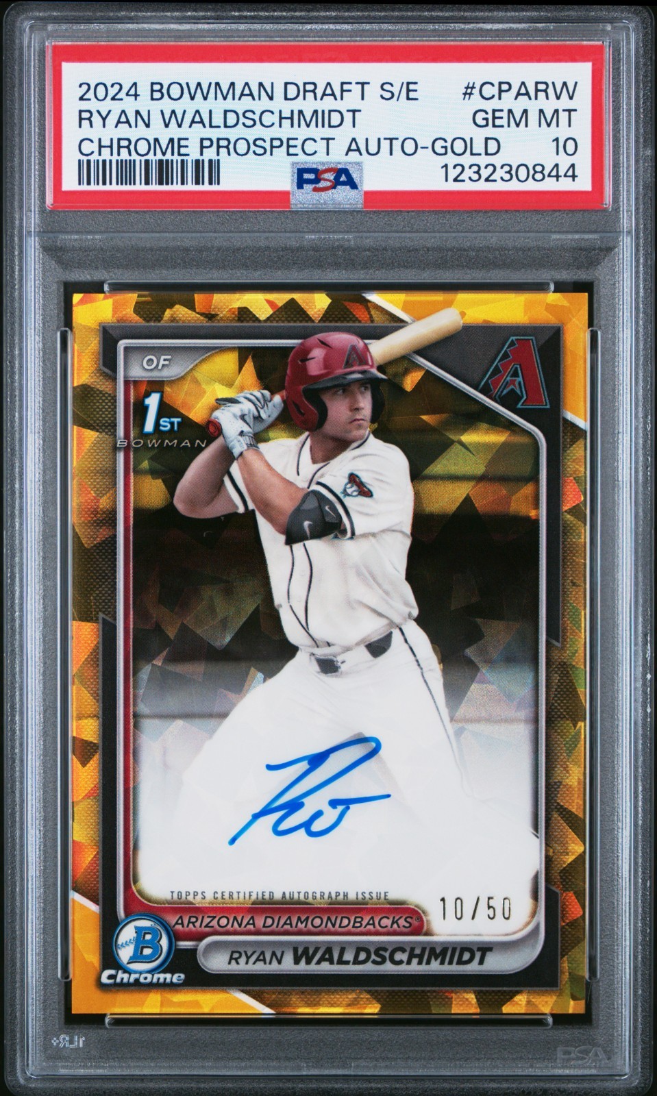 2024 Bowman Draft Sapphire Ryan Waldschmidt ON CARD Auto CPA-RW Gold 10/50