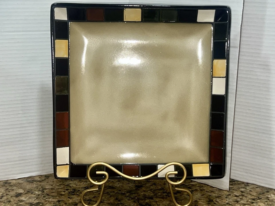 8 Better Homes & Garden Mosaic Tile Ceramic 11” &7-7/8" Dinner & Salad Plate Set - Image 2 of 4